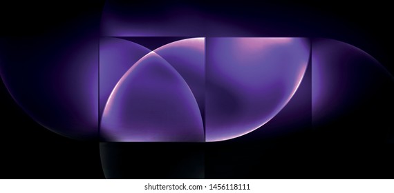 Neon glowing techno lines, hi-tech futuristic abstract background. Template with abstract shapes in dark space, vector illustration