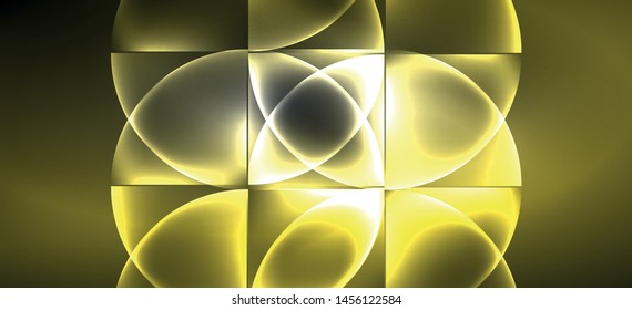 Líneas tecno brillantes, fondo abstracto futurista de alta tecnología. Plantilla con formas abstractas en el espacio oscuro, ilustración vectorial