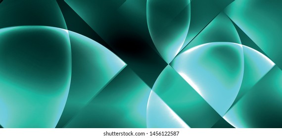 Neon glowing techno lines, hi-tech futuristic abstract background. Template with abstract shapes in dark space, vector illustration
