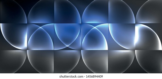 Neon glowing techno lines, hi-tech futuristic abstract background. Template with abstract shapes in dark space, vector illustration