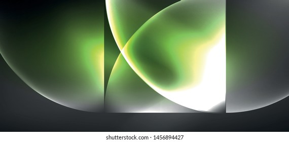 Neon glowing techno lines, hi-tech futuristic abstract background. Template with abstract shapes in dark space, vector illustration