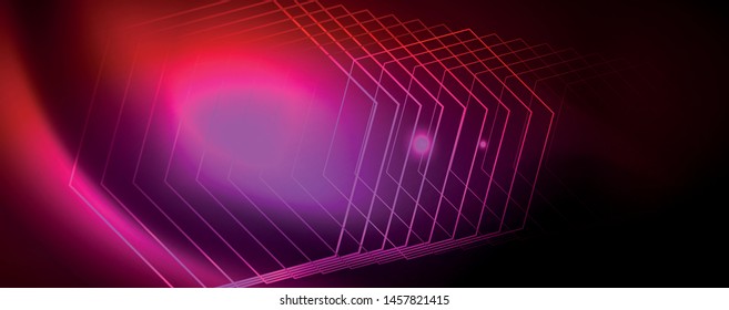 Neon glowing techno lines, hi-tech futuristic abstract background template