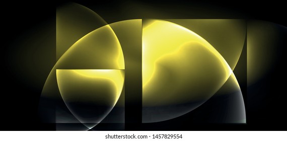 Neon glowing techno lines, hi-tech futuristic abstract background. Template with abstract shapes in dark space, vector illustration