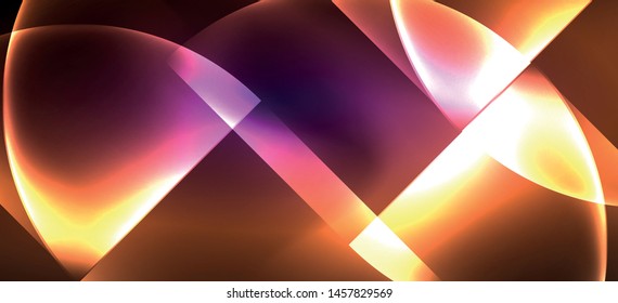 Líneas tecno brillantes, fondo abstracto futurista de alta tecnología. Plantilla con formas abstractas en el espacio oscuro, ilustración vectorial