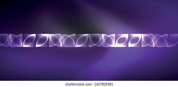 Neon leuchtende Techno-Linien, High-Tech-futuristischer abstrakter Hintergrund. Vorlage mit abstrakten Formen im dunklen Raum, Vektorgrafik