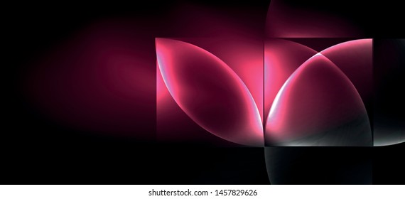 Líneas tecno brillantes, fondo abstracto futurista de alta tecnología. Plantilla con formas abstractas en el espacio oscuro, ilustración vectorial