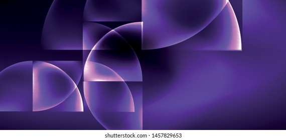 Neon glowing techno lines, hi-tech futuristic abstract background. Template with abstract shapes in dark space, vector illustration
