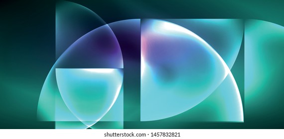 Neon glowing techno lines, hi-tech futuristic abstract background. Template with abstract shapes in dark space, vector illustration