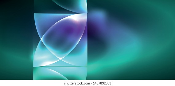 Líneas tecno brillantes, fondo abstracto futurista de alta tecnología. Plantilla con formas abstractas en el espacio oscuro, ilustración vectorial