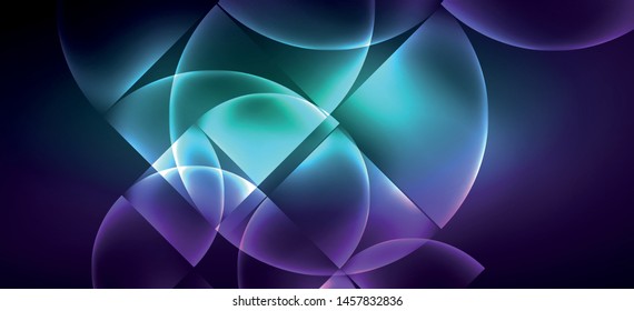 Linhas de tecno brilhantes de néon, fundo abstrato futurista de alta tecnologia. Modelo com formas abstratas em espaço escuro, ilustração de vetor