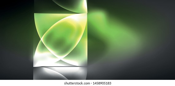 Líneas tecno brillantes, fondo abstracto futurista de alta tecnología. Plantilla con formas abstractas en el espacio oscuro, ilustración vectorial