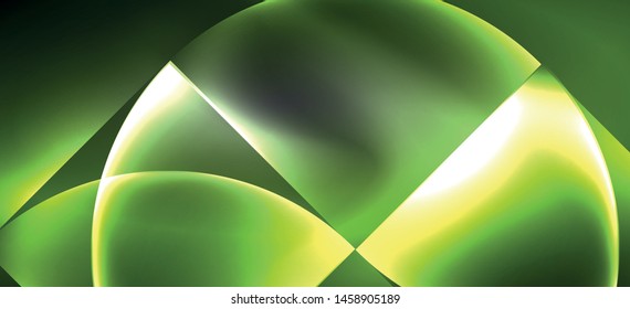 Neon glowing techno lines, hi-tech futuristic abstract background. Template with abstract shapes in dark space, vector illustration