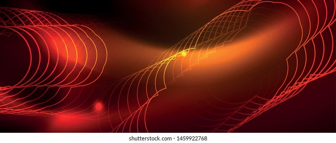 Neon glowing techno lines, hi-tech futuristic abstract background template
