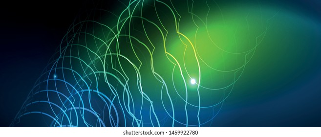 Líneas tecno brillantes neón, plantilla de fondo abstracto de alta tecnología futurista