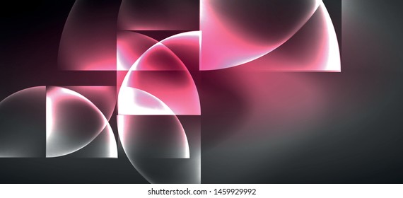 Líneas tecno brillantes, fondo abstracto futurista de alta tecnología. Plantilla con formas abstractas en el espacio oscuro, ilustración vectorial