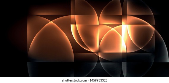 Neon leuchtende Techno-Linien, High-Tech-futuristischer abstrakter Hintergrund. Vorlage mit abstrakten Formen im dunklen Raum, Vektorgrafik