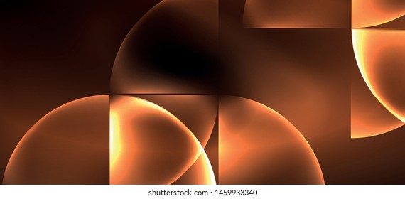 Neon glowing techno lines, hi-tech futuristic abstract background. Template with abstract shapes in dark space, vector illustration