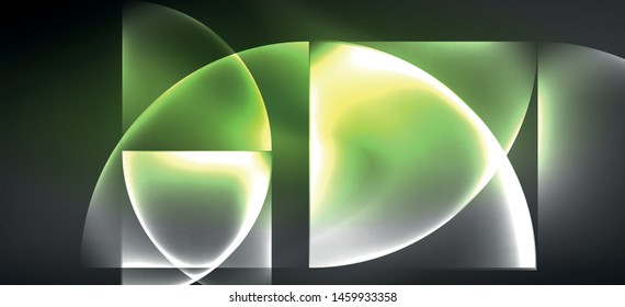 Neon glowing techno lines, hi-tech futuristic abstract background. Template with abstract shapes in dark space, vector illustration