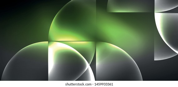 Neon glowing techno lines, hi-tech futuristic abstract background. Template with abstract shapes in dark space, vector illustration