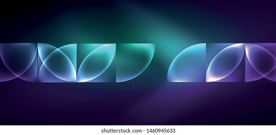 Líneas tecno brillantes, fondo abstracto futurista de alta tecnología. Plantilla con formas abstractas en el espacio oscuro, ilustración vectorial
