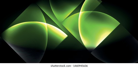 Neon glowing techno lines, hi-tech futuristic abstract background. Template with abstract shapes in dark space, vector illustration