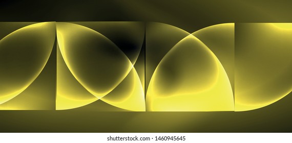 Neon leuchtende Techno-Linien, High-Tech-futuristischer abstrakter Hintergrund. Vorlage mit abstrakten Formen im dunklen Raum, Vektorgrafik