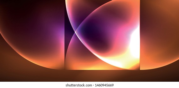 Neon leuchtende Techno-Linien, High-Tech-futuristischer abstrakter Hintergrund. Vorlage mit abstrakten Formen im dunklen Raum, Vektorgrafik