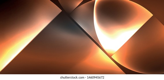 Neon glowing techno lines, hi-tech futuristic abstract background. Template with abstract shapes in dark space, vector illustration