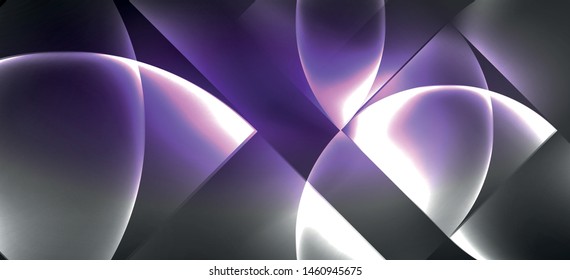 Neon leuchtende Techno-Linien, High-Tech-futuristischer abstrakter Hintergrund. Vorlage mit abstrakten Formen im dunklen Raum, Vektorgrafik