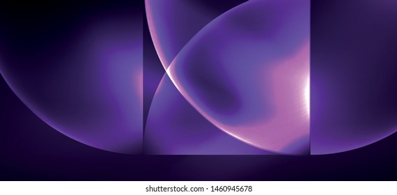 Neon leuchtende Techno-Linien, High-Tech-futuristischer abstrakter Hintergrund. Vorlage mit abstrakten Formen im dunklen Raum, Vektorgrafik