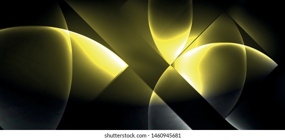 Neon leuchtende Techno-Linien, High-Tech-futuristischer abstrakter Hintergrund. Vorlage mit abstrakten Formen im dunklen Raum, Vektorgrafik