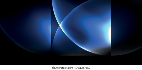 Líneas tecno brillantes, fondo abstracto futurista de alta tecnología. Plantilla con formas abstractas en el espacio oscuro, ilustración vectorial