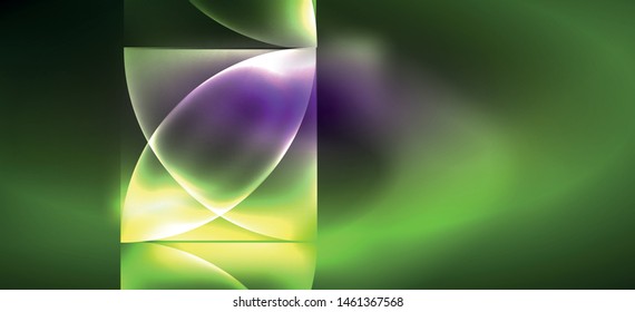 Neon glowing techno lines, hi-tech futuristic abstract background. Template with abstract shapes in dark space, vector illustration