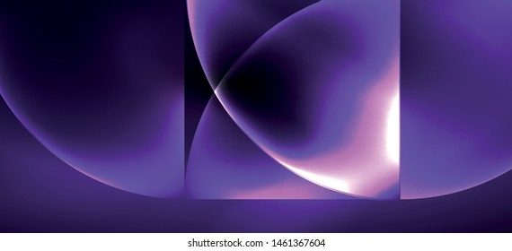 Neon leuchtende Techno-Linien, High-Tech-futuristischer abstrakter Hintergrund. Vorlage mit abstrakten Formen im dunklen Raum, Vektorgrafik