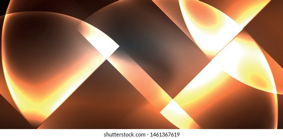 Neon glowing techno lines, hi-tech futuristic abstract background. Template with abstract shapes in dark space, vector illustration