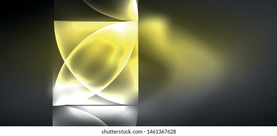 Líneas tecno brillantes, fondo abstracto futurista de alta tecnología. Plantilla con formas abstractas en el espacio oscuro, ilustración vectorial
