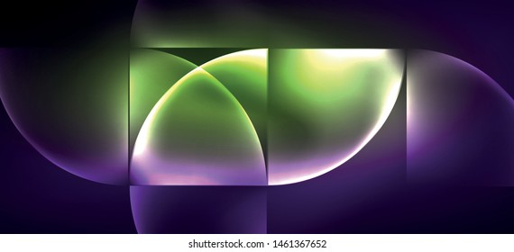 Líneas tecno brillantes, fondo abstracto futurista de alta tecnología. Plantilla con formas abstractas en el espacio oscuro, ilustración vectorial