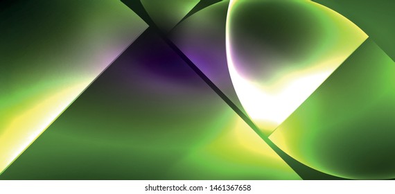 Líneas tecno brillantes, fondo abstracto futurista de alta tecnología. Plantilla con formas abstractas en el espacio oscuro, ilustración vectorial