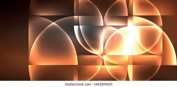 Líneas tecno brillantes, fondo abstracto futurista de alta tecnología. Plantilla con formas abstractas en el espacio oscuro, ilustración vectorial