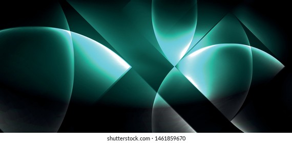 Líneas tecno brillantes, fondo abstracto futurista de alta tecnología. Plantilla con formas abstractas en el espacio oscuro, ilustración vectorial