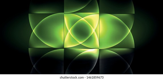 Neon glowing techno lines, hi-tech futuristic abstract background. Template with abstract shapes in dark space, vector illustration