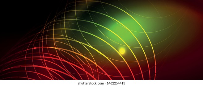 Neon glowing techno lines, hi-tech futuristic abstract background template