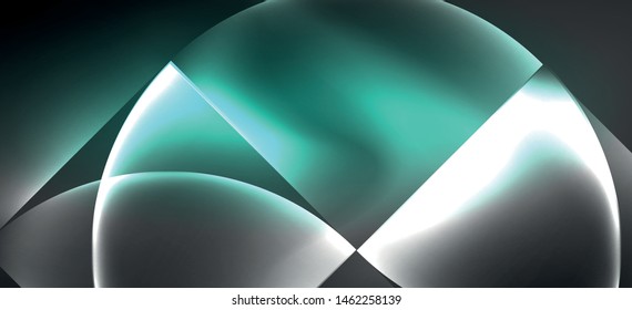 Neon glowing techno lines, hi-tech futuristic abstract background. Template with abstract shapes in dark space, vector illustration