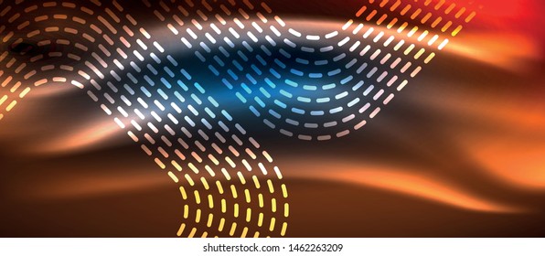 Líneas tecno brillantes de neón, plantilla de fondo abstracto de alta tecnología futurista con formas cuadradas, diseño vectorial