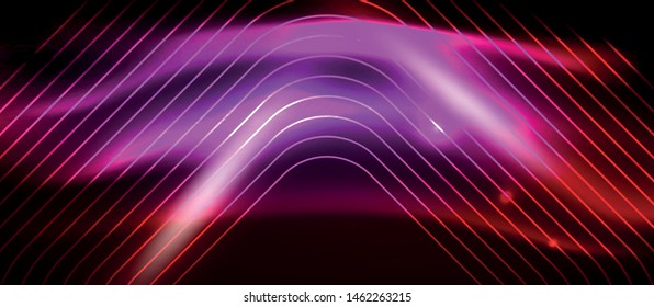 Neon glowing techno lines, hi-tech futuristic abstract background template with square shapes, vector design