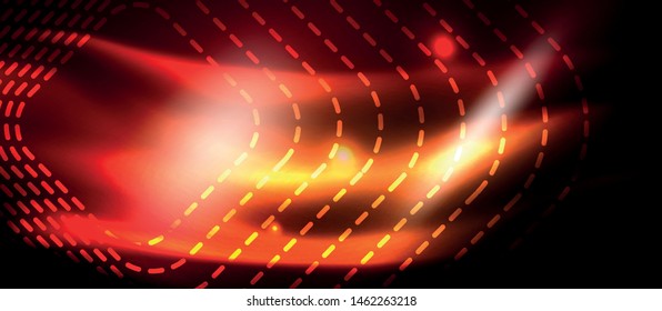 Neon glowing techno lines, hi-tech futuristic abstract background template with square shapes, vector design