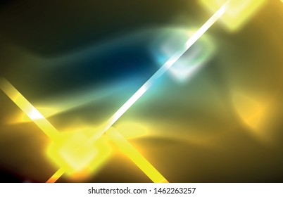 Neonleuchtende Techno-Linien, futuristisch abstrakte High-Tech-Hintergrundvorlage mit quadratischen Formen und Linien