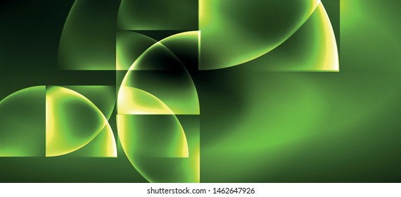 Neon glowing techno lines, hi-tech futuristic abstract background. Template with abstract shapes in dark space, vector illustration
