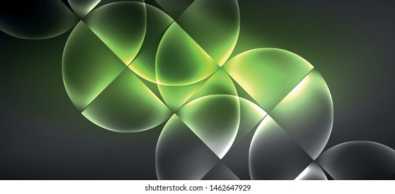 Neon glowing techno lines, hi-tech futuristic abstract background. Template with abstract shapes in dark space, vector illustration