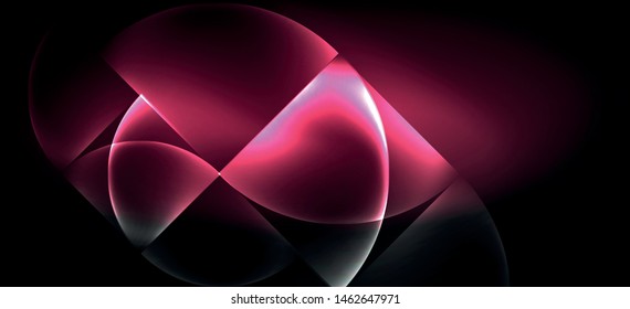 Neon glowing techno lines, hi-tech futuristic abstract background. Template with abstract shapes in dark space, vector illustration
